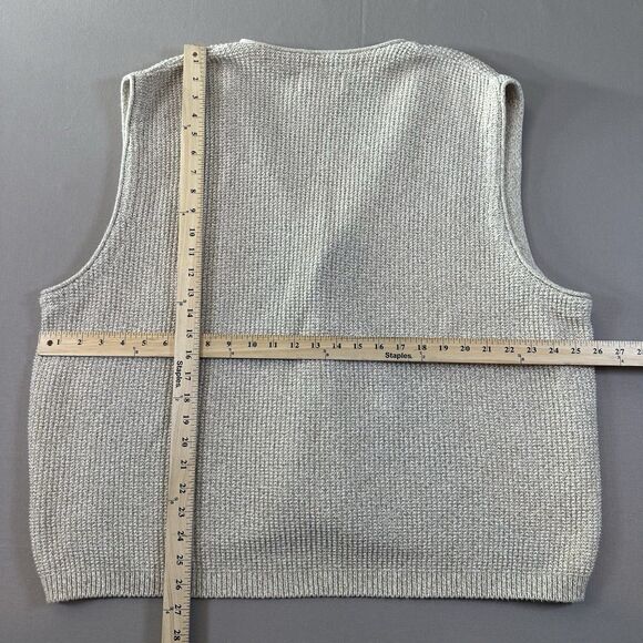 VTG 90s Eddie Bauer Cardigan Sweater Vest Men’s XL Beige Waffle Knit Cotton USA - Picture 4 of 4